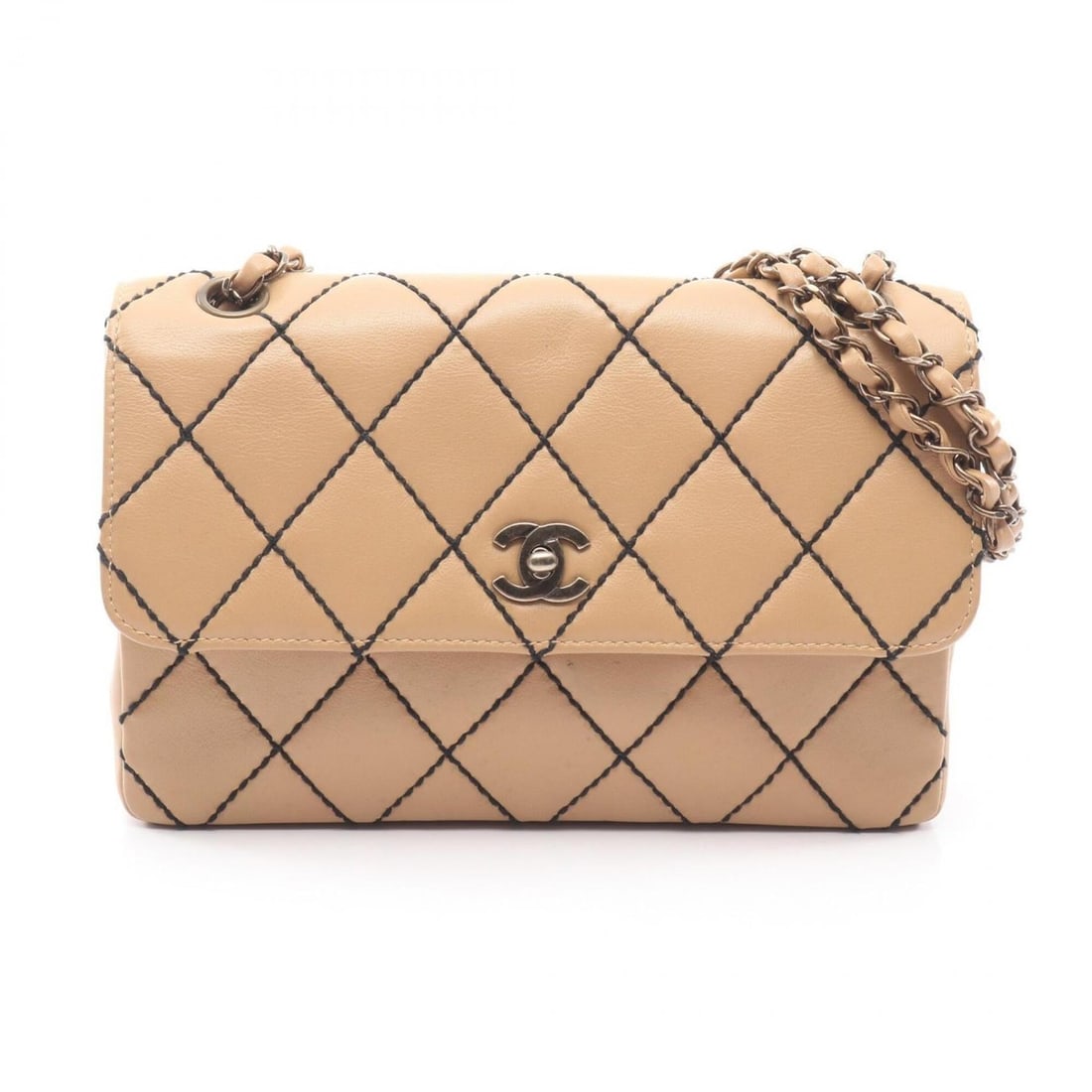 Chanel Wild Stitch Antique Gold Hardware Shoulder Bag Handbag Leather Women's Beige: --- Catalog ---Category: SizeSize (HxWxD): 17.5cm x 25cm x 6cm / 6.88'' x 9.84'' x 2.36''Category: DesignType: Handbag, Shoulder bagColor: BeigeGender: WomenMaterial: Leather Category: GeneralBrand: C