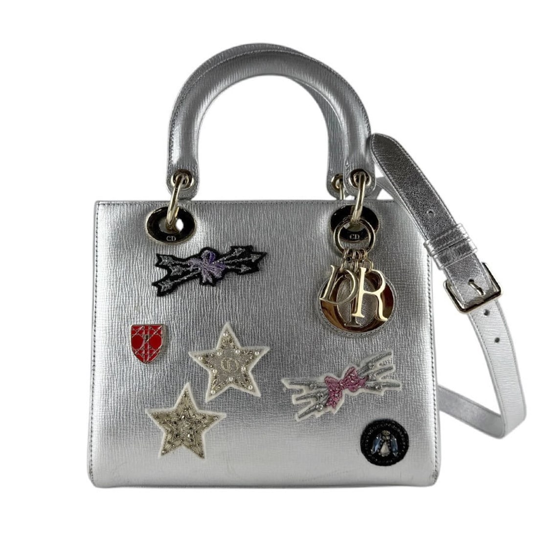 Christian Dior Lady handbag/shoulder bag, leather, silver, multicolor, gold, women's, z9346: --- Catalog ---Category: SizeSize (HxWxD): 20cm x 24cm x 11cm / 7.87'' x 9.44'' x 4.33''Category: DesignType: Handbag, Shoulder bagColor: Multi-color, SilverGender: WomenMaterial: Leather Category: Ge