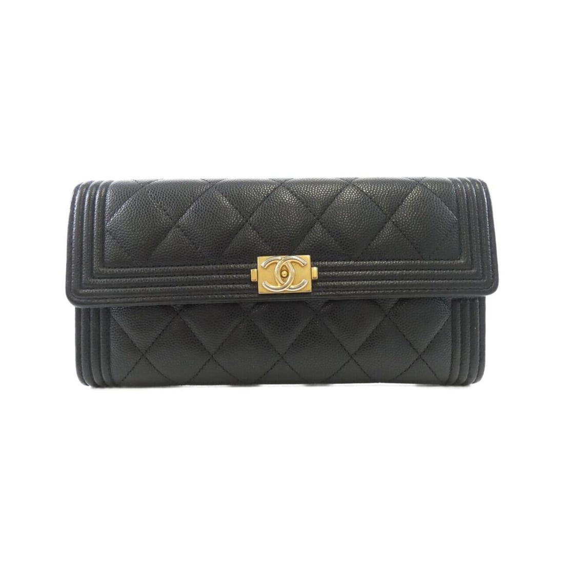 Chanel Boy Line 80286 Wallet: --- Catalog ---Category: SizeSize (HxWxD): 10cm x 19cm x 3cm / 3.93'' x 7.48'' x 1.18''Category: DesignType: Long wallet (bi-fold)Color: BlackGender: WomenMaterial: Grained Calfskin Category: GeneralL