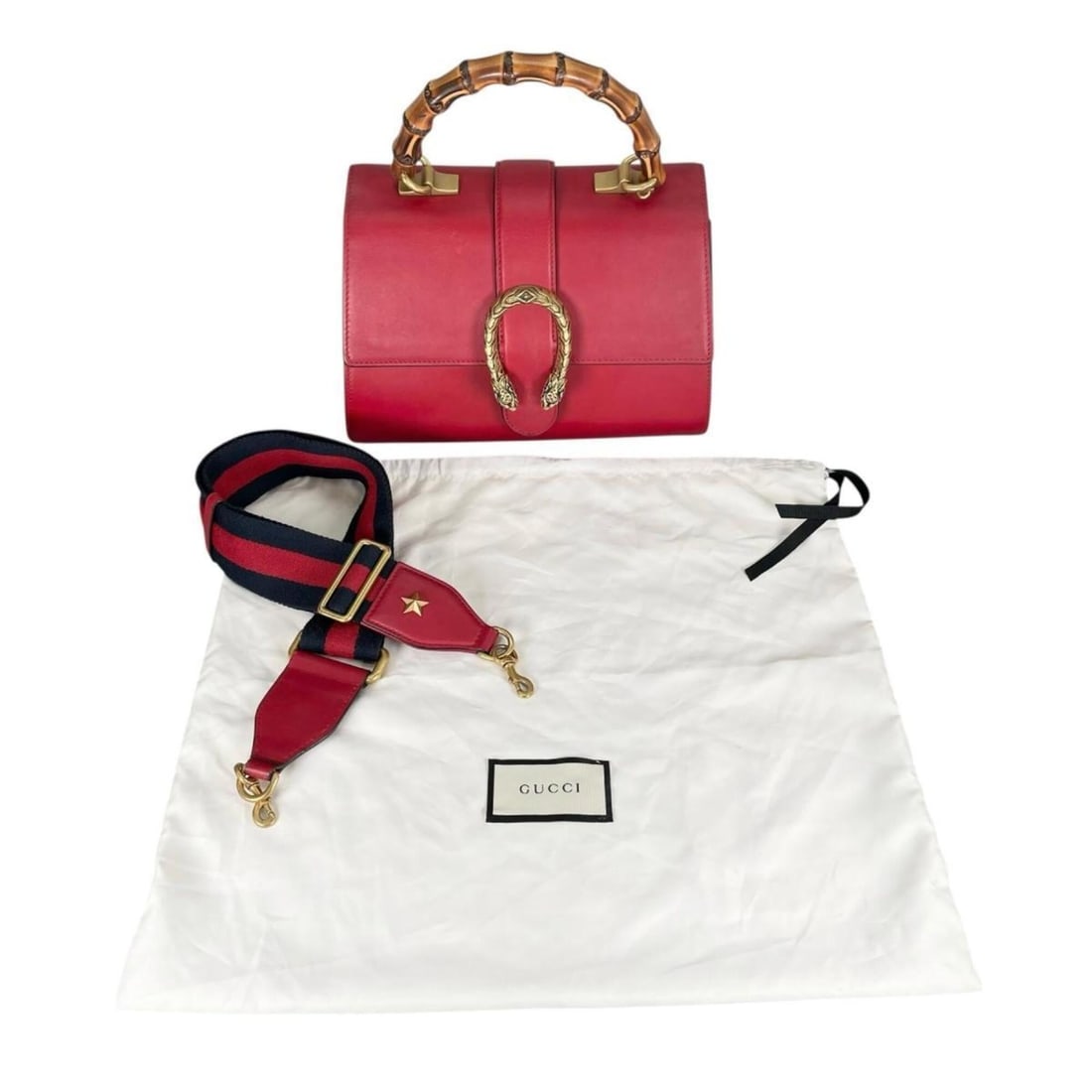 Gucci Dionysus Bamboo Leather Handbag/Shoulder Bag, 448075, Red: --- Catalog ---Category: SizeWeight: 1kg / 2.2lb.Strap Drop: 1.1m / 43.3''Size (HxWxD): 18cm x 27cm x 14cm / 7.08'' x 10.62'' x 5.51''Strap Length: 110cm / 43.3''Handle Length: 10cm / 3.93''Category: 
