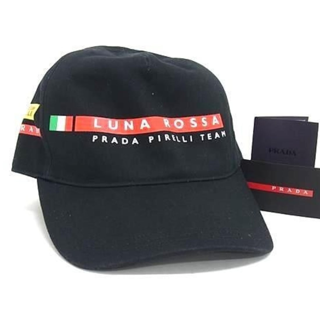 PRADA Prada Sport Luna Rossa Pirelli Cap LRH018 Black Cotton Unisex: --- Catalog ---Category: DesignType: CapColor: BlackGender: Men,WomenMaterial: Cotton Category: GeneralMPN: LRH018Brand: PradaCountry of Origin: ChinaCategory: MeasurementsCircumference: 55cm / 21.65'