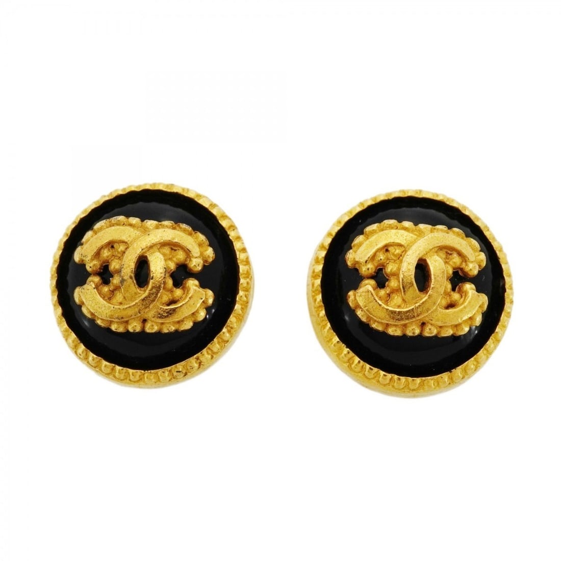 Chanel Earrings, Coco Mark Circle, GP Plated, Gold, Black, Women's: --- Catalog ---Category: SizeSize (HxWxD): 19.00mm x 18.70mm / 0.75'' x 0.74''Category: DesignType: Clip earringsColor: Black, GoldGender: WomenMaterial: Gold platingCategory: GeneralBrand: Chanel--- 