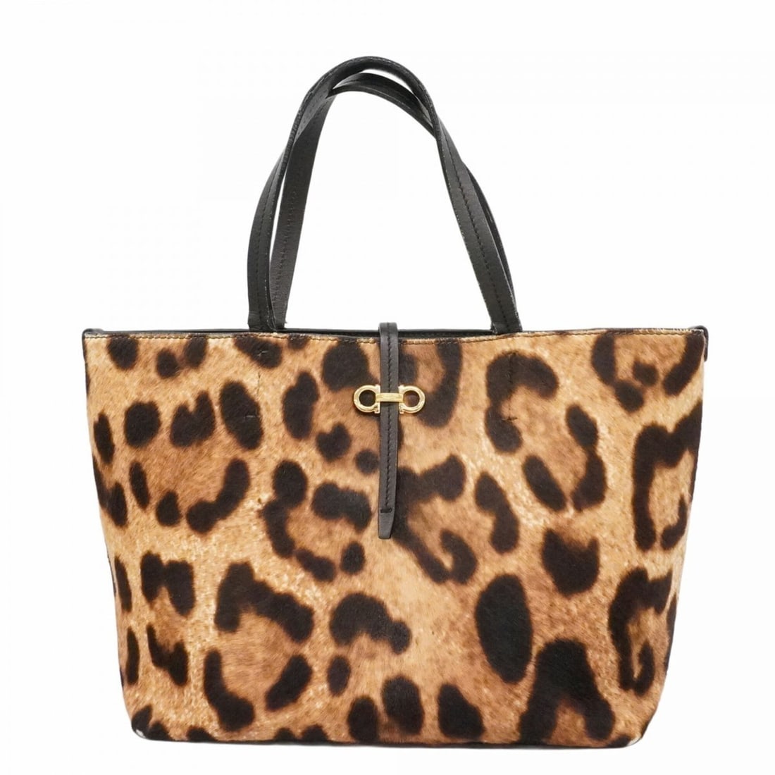 Salvatore Ferragamo Gancini Tote Bag, Calf Hair, Brown/Black, Women's: --- Catalog ---Category: SizeSize (HxWxD): 21cm x 26cm x 11cm / 8.26'' x 10.23'' x 4.33''Category: DesignType: Tote bagColor: Black, BrownGender: WomenHardware Color: GoldCategory: GeneralBrand: Salva