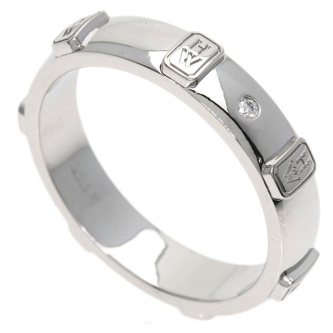 Harry Winston HW Logo Band Diamond Ring - 18K White Gold Women's: --- Catalog ---Category: SizeJP Size: 19US Size: 9.5Category: DesignType: Band ringGender: WomenMaterial: White gold (18K)Category: GeneralBrand: Harry Winston--- Item List ---Section: ConditionRankin