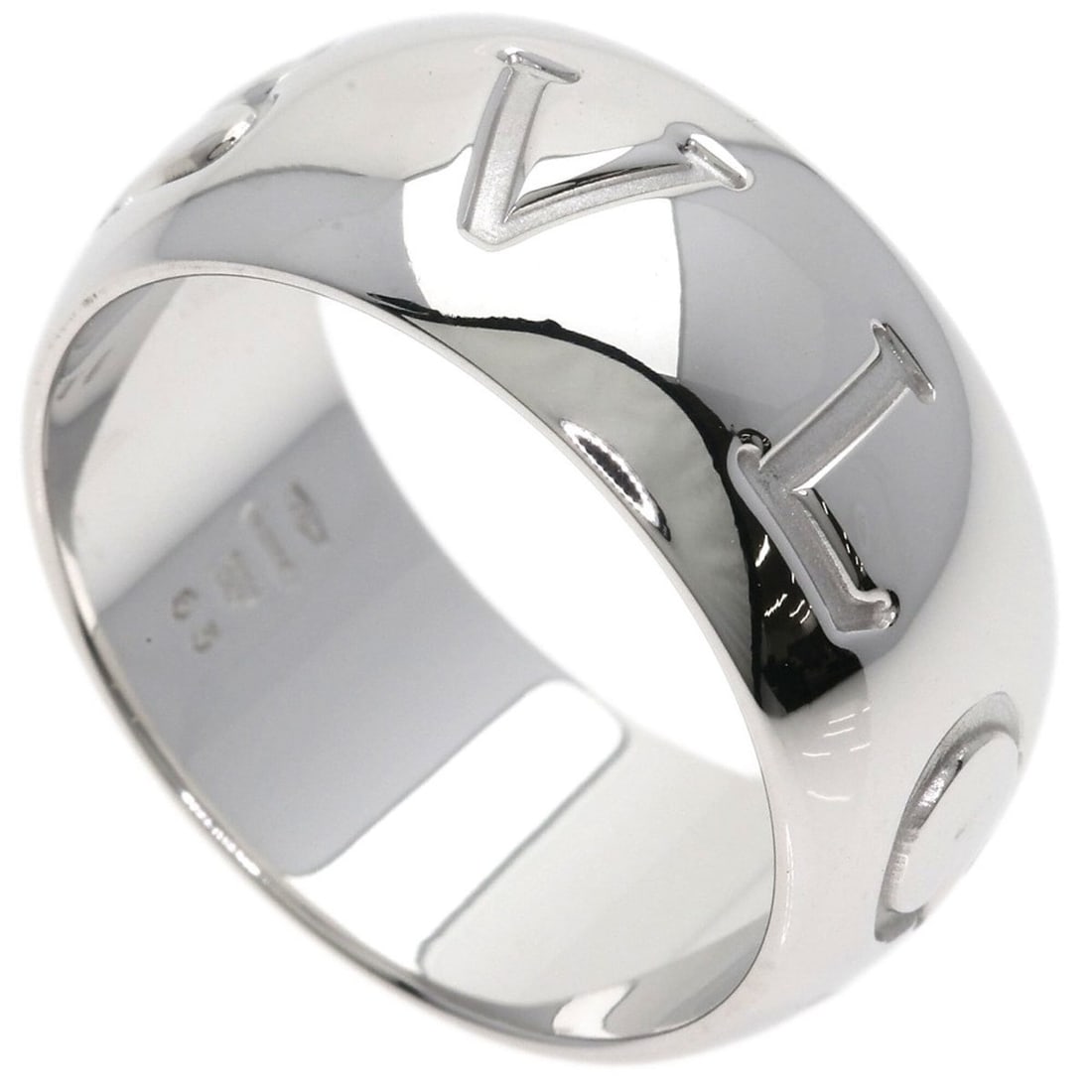 Bulgari Monologo #63 Ring, 18K White Gold, Women's BVLGARI: --- Catalog ---Category: SizeJP Size: 23US Size: 11Category: DesignType: Band ringGender: WomenMaterial: White gold (18K)Category: GeneralBrand: Bvlgari--- Item List ---Section: ConditionRanking: Rank