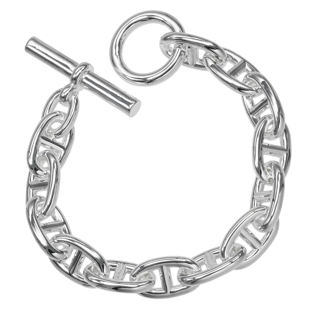 Hermes Chaine d'Ancre TGM Bracelet, 13 links, Sterling Silver 925, approx. 120.7g.: --- Catalog ---Category: SizeLength: 19.5cm / 7.67''Category: DesignType: Charm braceletColor: SilverGender: WomenMaterial: Silver 925Category: GeneralBrand: Hermes--- Item List ---Section: ConditionR