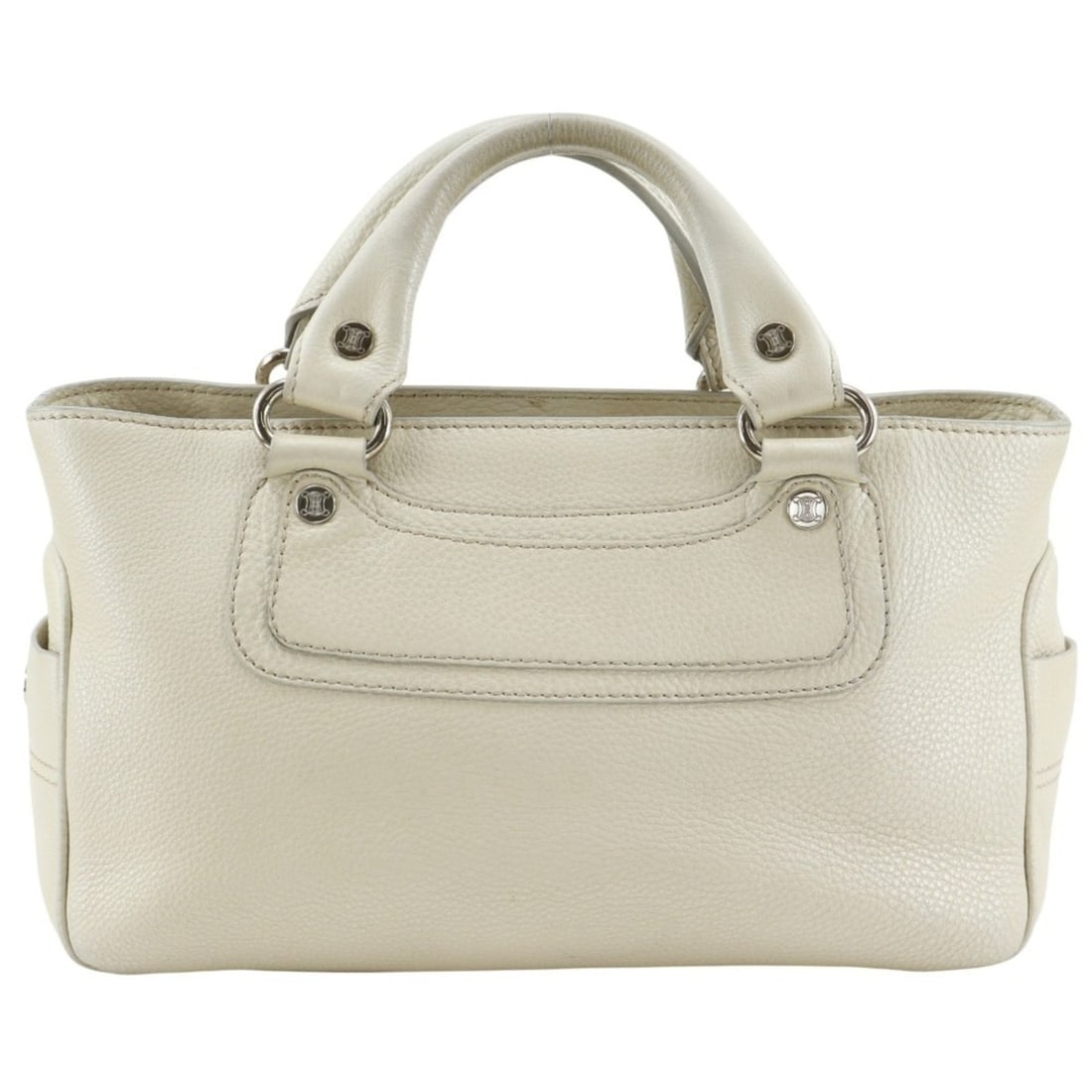 Celine Boogie Back handbag, calfskin, beige, A5 size, open type, for women.: --- Catalog ---Category: SizeSize (HxWxD): 19cm x 32cm x 13cm / 7.48'' x 12.59'' x 5.11''Category: DesignType: HandbagColor: IvoryGender: WomenMaterial: Leather Leather/Fur Type: CalfskinCategory: Gen