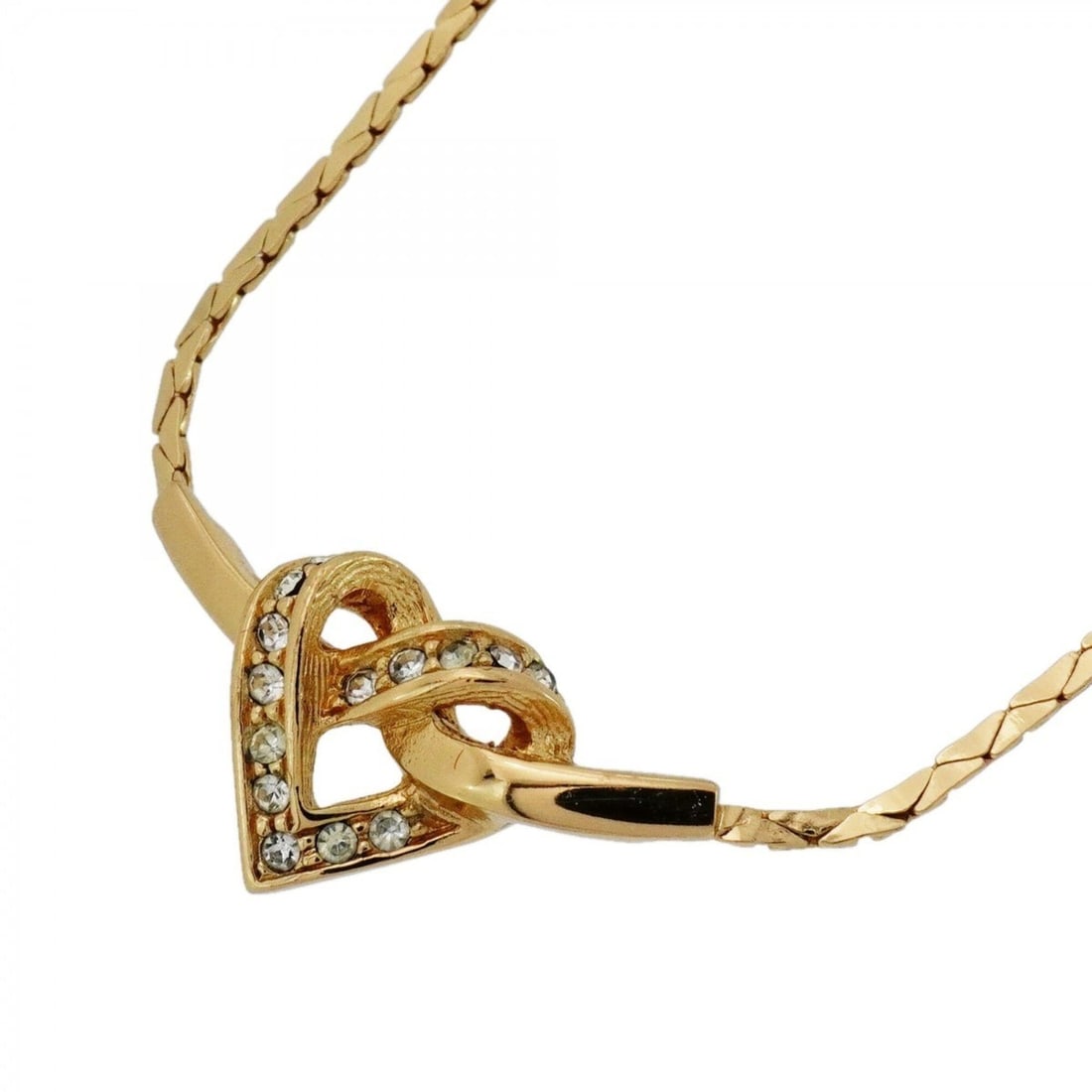 Christian Dior Necklace, Heart Motif, GP Plated, Rhinestone, Gold, Women's, P2677380: --- Catalog ---Category: SizePendant Size: 12.2mm x 24.1mm / 0.48'' x 0.94''Neck Circumference: 38.5 cm - 43.5 cm / 15.15'' - 17.12''Category: DesignColor: GoldGender: WomenMaterial: Gold plating, Rhi