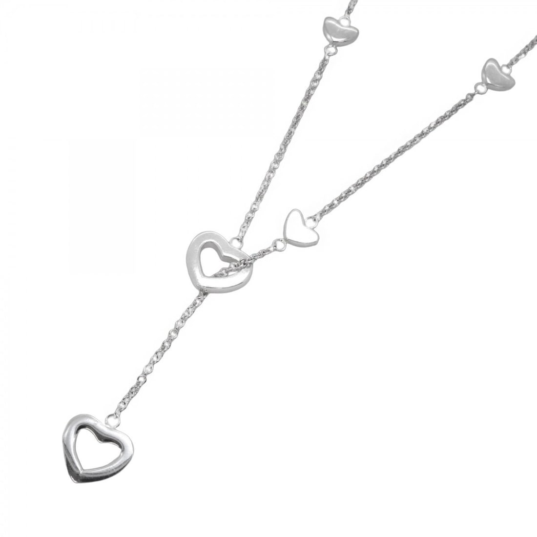 Tiffany & Co. Heart Link Lariat Necklace, Sterling Silver 925, Women's: --- Catalog ---Category: SizeNeck Circumference: 48.5 cm / 19.09''Category: DesignGender: WomenMaterial: Silver 925Necklace Type: NecklaceCategory: GeneralBrand: Tiffany--- Item List ---Section: Condi