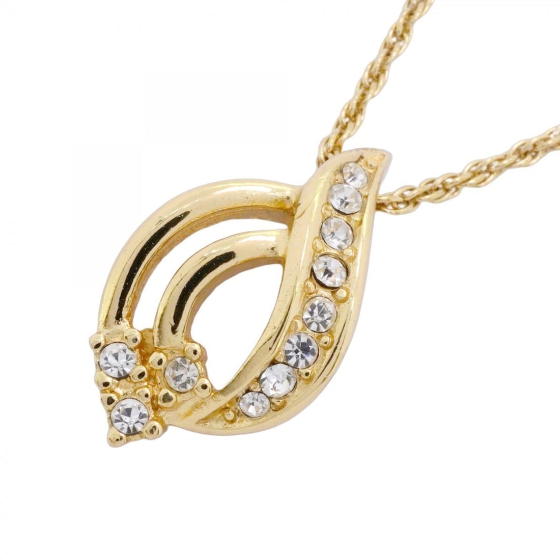 Christian Dior Necklace, GP Plated, Rhinestone, Gold, Women's: --- Catalog ---Category: SizePendant Size: 22.2mm x 12.9mm / 0.87'' x 0.5''Neck Circumference: 38 cm - 44 cm / 14.96'' - 17.32''Category: DesignColor: GoldGender: WomenMaterial: Gold plating, Rhinesto