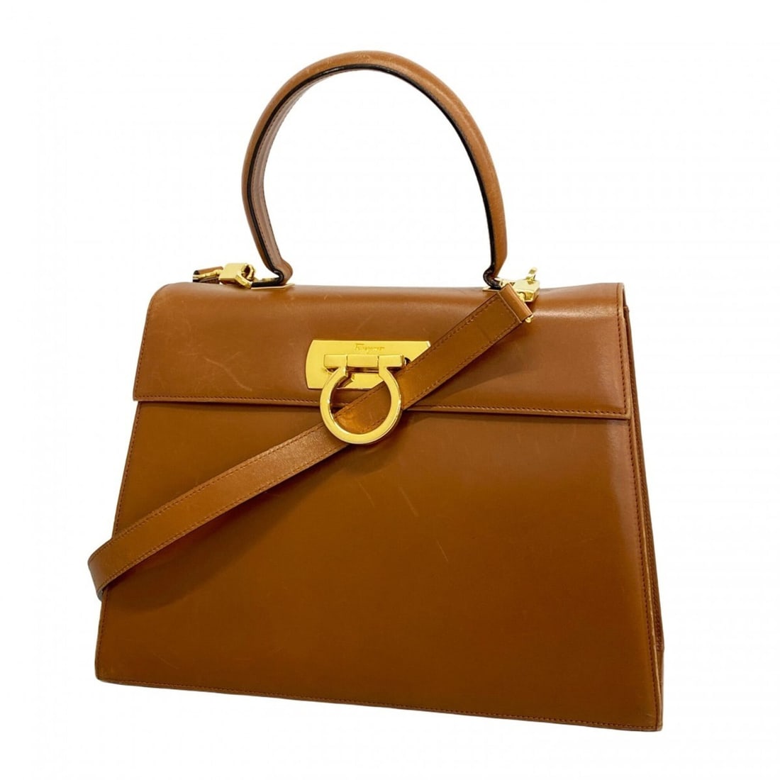 Salvatore Ferragamo Gancini Leather Handbag, Brown, 2-way Bag for Women, P2796344: --- Catalog ---Category: SizeSize (HxWxD): 20cm x 27.5cm x 10.5cm / 7.87'' x 10.82'' x 4.13''Category: DesignType: HandbagColor: BrownGender: WomenMaterial: Leather Hardware Color: GoldCategory: Gener