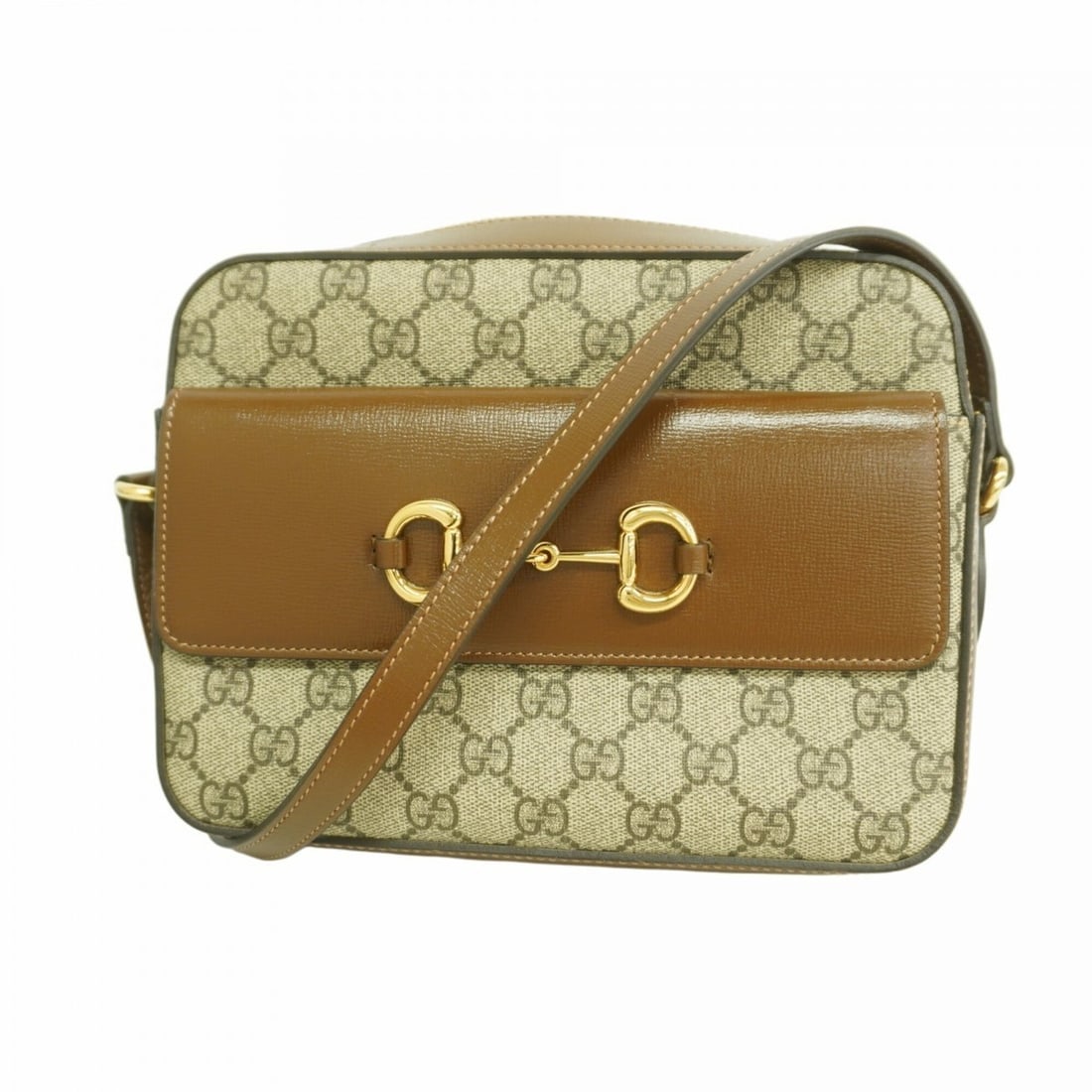 Gucci GG Supreme Horsebit Shoulder Bag 645454 Brown Women's: --- Catalog ---Category: SizeSize (HxWxD): 17cm x 23cm x 6cm / 6.69'' x 9.05'' x 2.36''Category: DesignType: Shoulder bagColor: BrownGender: WomenMaterial: PVC Hardware Color: GoldCategory: GeneralMPN