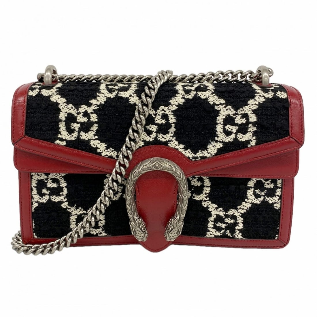 Gucci Dionysus Shoulder Bag 400249 Tweed Bordeaux Black Women's: --- Catalog ---Category: SizeSize (HxWxD): 17cm x 27.5cm x 6cm / 6.69'' x 10.82'' x 2.36''Category: DesignType: Shoulder bagColor: Black, BordeauxGender: WomenMaterial: Tweed Hardware Color: SilverCat