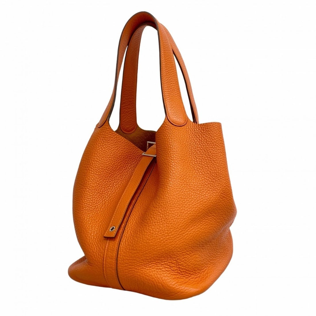 Hermes Picotin Lock GM handbag, Taurillon Clemence leather, orange, X stamp, women's.: --- Catalog ---Category: SizeSize (HxWxD): 26cm x 21cm x 26cm / 10.23'' x 8.26'' x 10.23''Category: DesignType: HandbagColor: OrangeGender: WomenMaterial: Taurillon clemence leather Hardware Color: Si