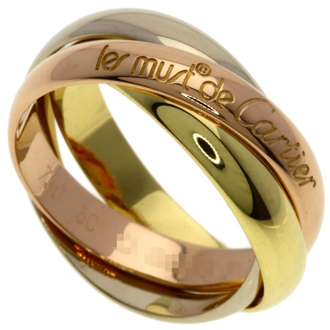 Cartier Trinity #50 Ring - 18K Yellow Gold/18K White Pink Gold Women's CARTIER: --- Catalog ---Category: SizeJP Size: 10US Size: 5.5Category: DesignType: Band ringGender: WomenMaterial: Pink gold (18K), White gold (18K), Yellow gold (18K)Category: GeneralBrand: Cartier--- Item Li