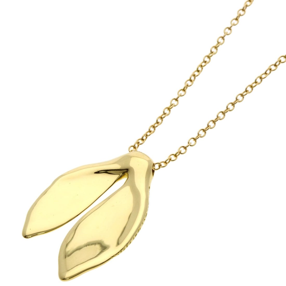 Tiffany & Co. Whale Tail Necklace, 18K Yellow Gold, Women's.: --- Catalog ---Category: SizeWidth: 1.5mm / 0.06''Weight: 10g / 0.35oz.Pendant Size: 30.7mm x 20.9mm / 1.2'' x 0.82''Neck Circumference: 65.5 cm / 25.78''Category: DesignGender: WomenMaterial: Yellow 