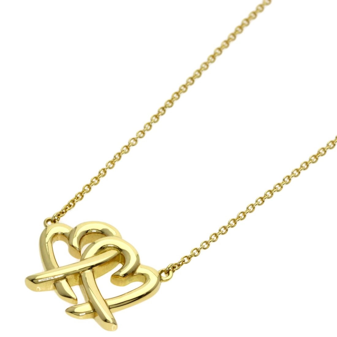Tiffany & Co. Double Loving Heart Necklace, 18K Yellow Gold, Women's.: --- Catalog ---Category: SizeWidth: 1mm / 0.04''Weight: 4.7g / 0.16oz.Pendant Size: 14.2mm x 17.5mm / 0.55'' x 0.68''Neck Circumference: 46 cm / 18.11''Category: DesignGender: WomenMaterial: Yellow go