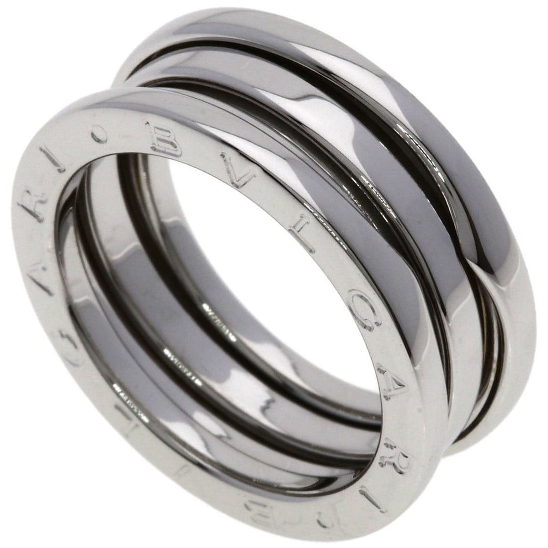BVLGARI B-zero1 2-band ring #53, 18K white gold, women's.: --- Catalog ---Category: SizeWidth: 8.1mm / 0.32''Weight: 8.2g / 0.28oz.JP Size: 13US Size: 6.5Category: DesignType: Band ringGender: WomenMaterial: White gold (18K)Category: GeneralLine: B.zero1Brand
