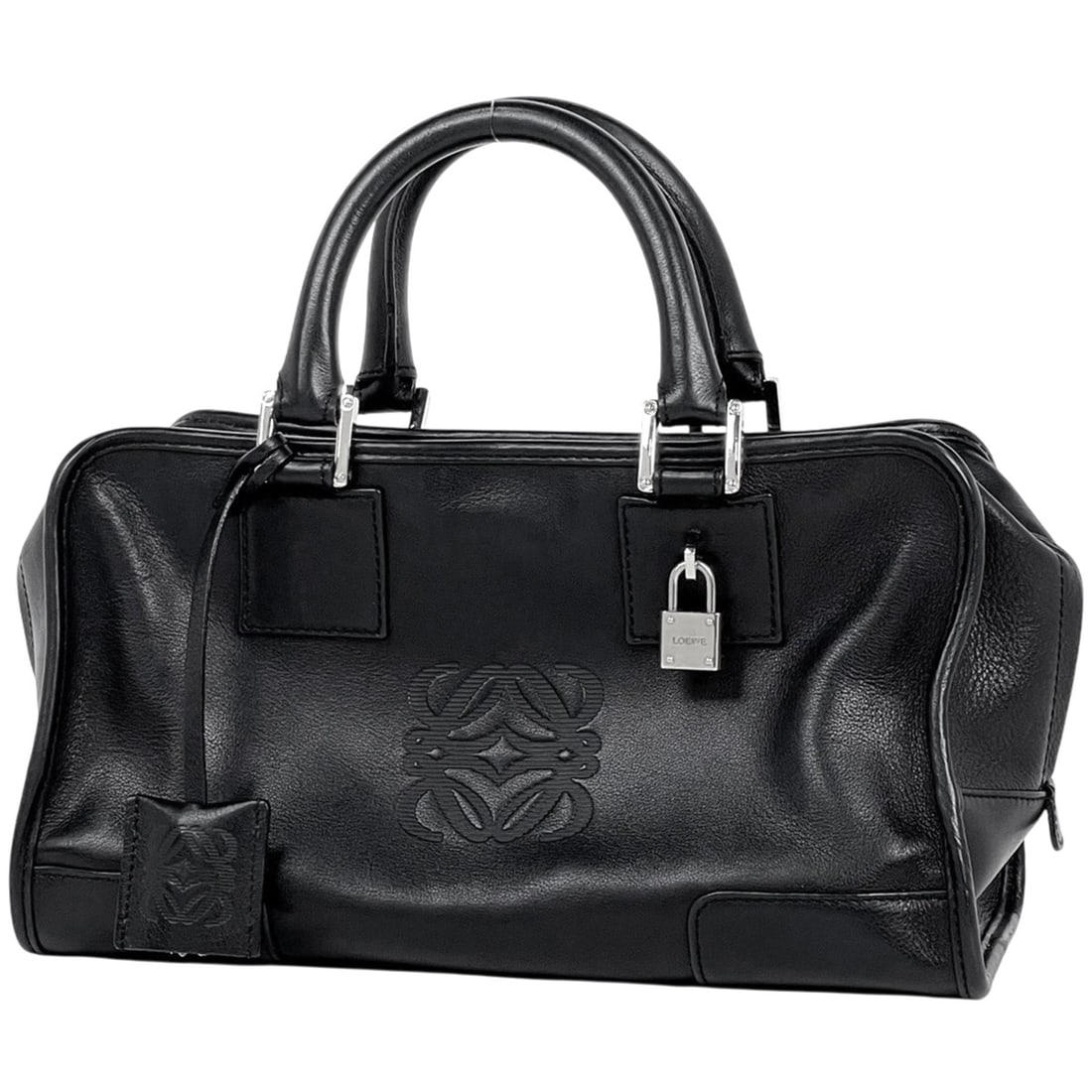 Loewe Amazona 28 Anagram Handbag, Leather, Black, Women's: --- Catalog ---Category: SizeSize (HxWxD): 16cm x 29cm x 13cm / 6.29'' x 11.41'' x 5.11''Category: DesignType: HandbagColor: BlackGender: WomenMaterial: Leather Category: GeneralBrand: Loewe--- Item L