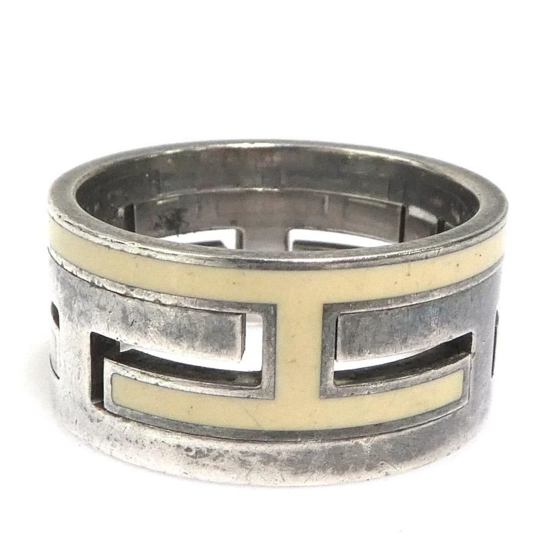 Hermes HERMES Ring Move H Sterling Silver 925 Cream Men's Women's 1 56702i (1 of 9)