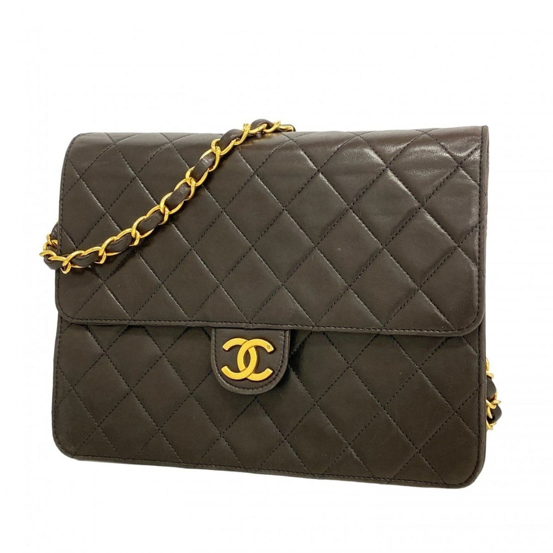 Chanel Matelassé Chain Shoulder Bag, Lambskin, Black, Women's: --- Catalog ---Category: SizeSize (HxWxD): 17cm x 22cm x 6cm / 6.69'' x 8.66'' x 2.36''Category: DesignType: Shoulder bagColor: BlackGender: WomenMaterial: Leather Hardware Color: GoldLeather/Fur Type