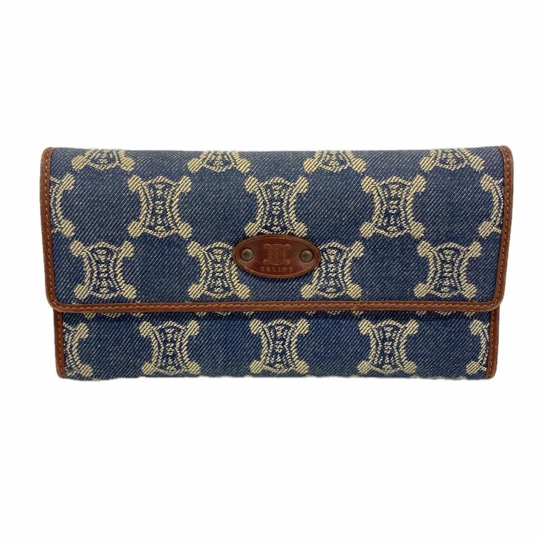 Celine Macadam Long Wallet, Denim Blue/Brown, Women's: --- Catalog ---Category: SizeSize (HxWxD): 10.5cm x 19cm x 2.5cm / 4.13'' x 7.48'' x 0.98''Category: DesignType: Long wallet (bi-fold)Color: Blue, BrownGender: WomenMaterial: Denim Category: GeneralBr