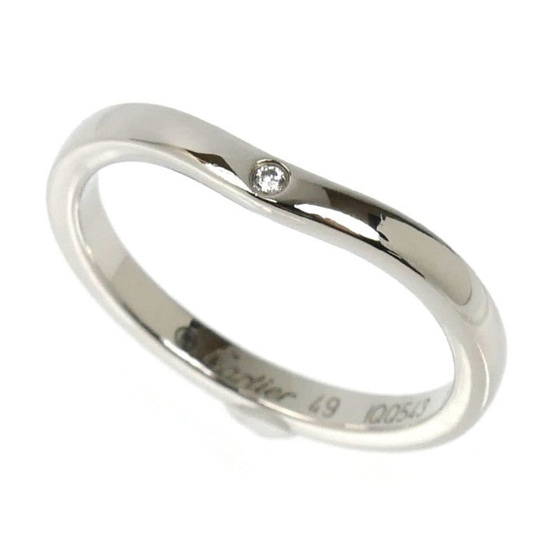 CARTIER Pt950 Platinum Ballerina Curve Wedding Ring with 3 Diamonds (B4092949) - Women's Ring, 49mm: --- Catalog ---Category: SizeUS Size: 5Brand Size: 49Category: DesignType: Band ringStone: DiamondGender: WomenMaterial: Platinum 950Category: GeneralMPN: B4092949Brand: CartierCountry of Origin: Fran