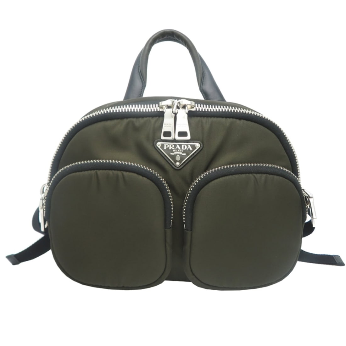 Prada Backpack for Men, 1BZ049, Nylon, Khaki: --- Catalog ---Category: SizeSize (HxWxD): 20cm x 26cm x 9cm / 7.87'' x 10.23'' x 3.54''Category: DesignType: BackpackColor: KhakiGender: MenMaterial: Nylon , Leather Category: GeneralMPN: 1BZ049Brand