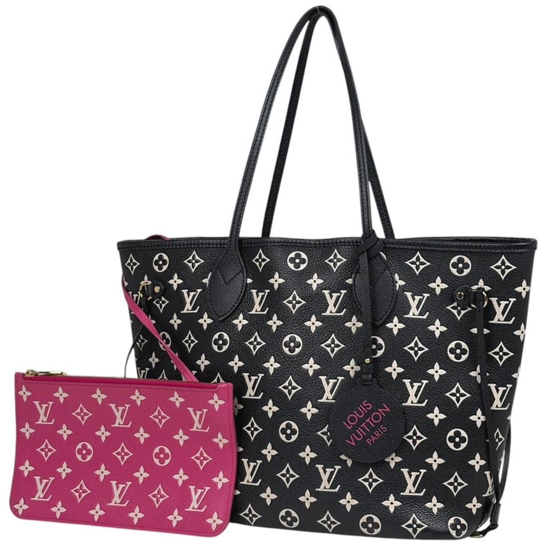 Louis Vuitton Neverfull MM Shoulder Bag/Tote Bag, Monogram Empreinte, Noir (Black)/White, M46103,: --- Catalog ---Category: SizeSize (HxWxD): 29cm x 32cm x 16cm / 11.41'' x 12.59'' x 6.29''Category: DesignType: Shoulder bag, Tote bagColor: Black, Noir, WhiteGender: WomenMaterial: Monogram Empreinte
