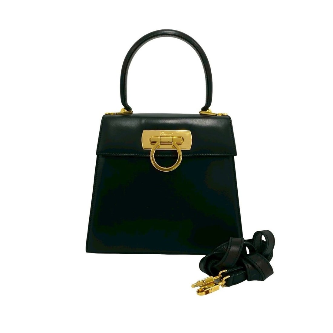 Salvatore Ferragamo Gancini Logo Hardware Leather 2-way Handbag/Shoulder Bag Black k42-2: --- Catalog ---Category: SizeSize (HxWxD): 18cm x 20cm x 8cm / 7.08'' x 7.87'' x 3.14''Category: DesignType: Handbag, Shoulder bagColor: BlackGender: WomenMaterial: Leather Category: GeneralBrand: Sal