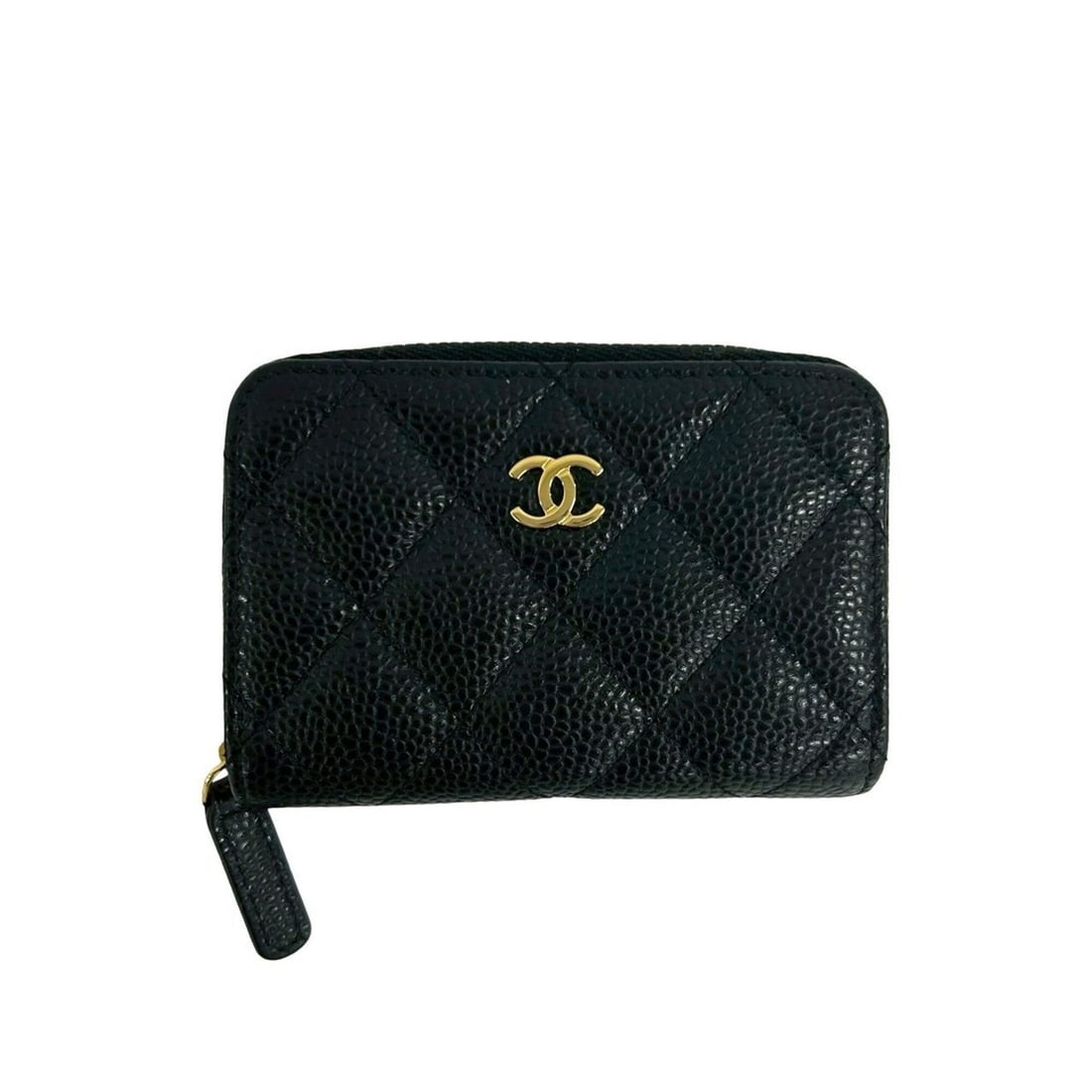 CHANEL Matelassé Coco Mark Caviar Skin Leather Wallet/Coin Case Black 52973: --- Catalog ---Category: SizeSize (HxWxD): 7.5cm x 11cm x 2cm / 2.95'' x 4.33'' x 0.78''Category: DesignType: Coin purse/coin caseColor: BlackGender: WomenMaterial: Grained Calfskin Category: GeneralB