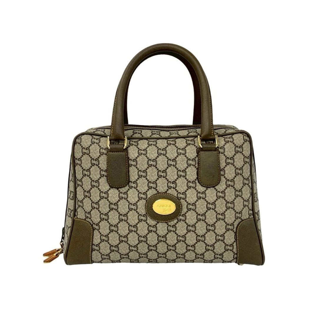 GUCCI Vintage Gucci Plus Logo Leather Handbag Mini Boston Bag Brown 25160: --- Catalog ---Category: SizeSize (HxWxD): 21cm x 30.5cm x 14cm / 8.26'' x 12'' x 5.51''Category: DesignType: Boston bag, HandbagColor: BrownGender: WomenMaterial: Leather , PVC Category: GeneralBrand