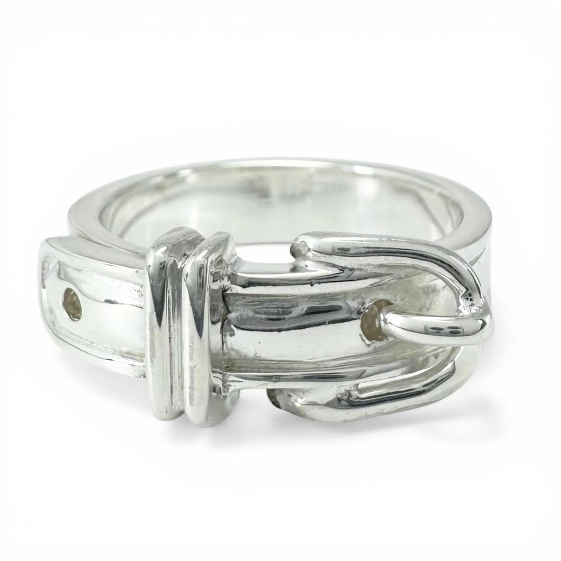 HERMES Hermes Ceinture SV925 Belt Design Ring - Silver Comes with Case Made in France Women's: --- Catalog ---Category: SizeWidth: 4mm / 0.16''JP Size: 10US Size: 5.5Category: DesignType: Band ringColor: SilverGender: WomenMaterial: Silver 925Category: GeneralBrand: HermesCountry of Origin: Fra