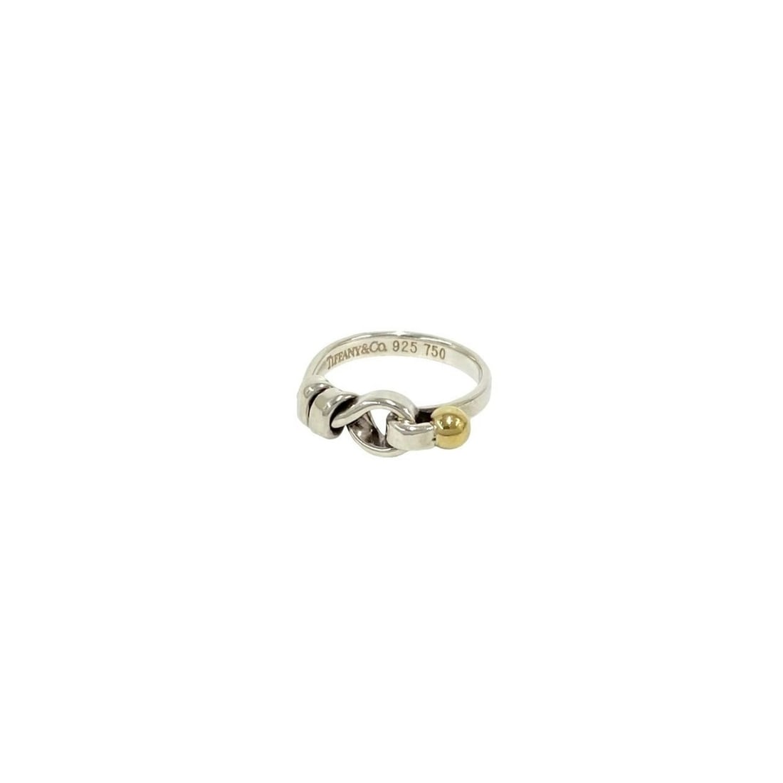 TIFFANY&Co. Tiffany Love Knot Ring, Hook & Eye, Sterling Silver 925, 18K Yellow Gold, 270-2: --- Catalog ---Category: SizeJP Size: 8US Size: 4.5Category: DesignType: Band ringColor: Gold, SilverGender: WomenMaterial: Silver 925, Yellow gold (18K)Category: GeneralBrand: Tiffany--- Item List --