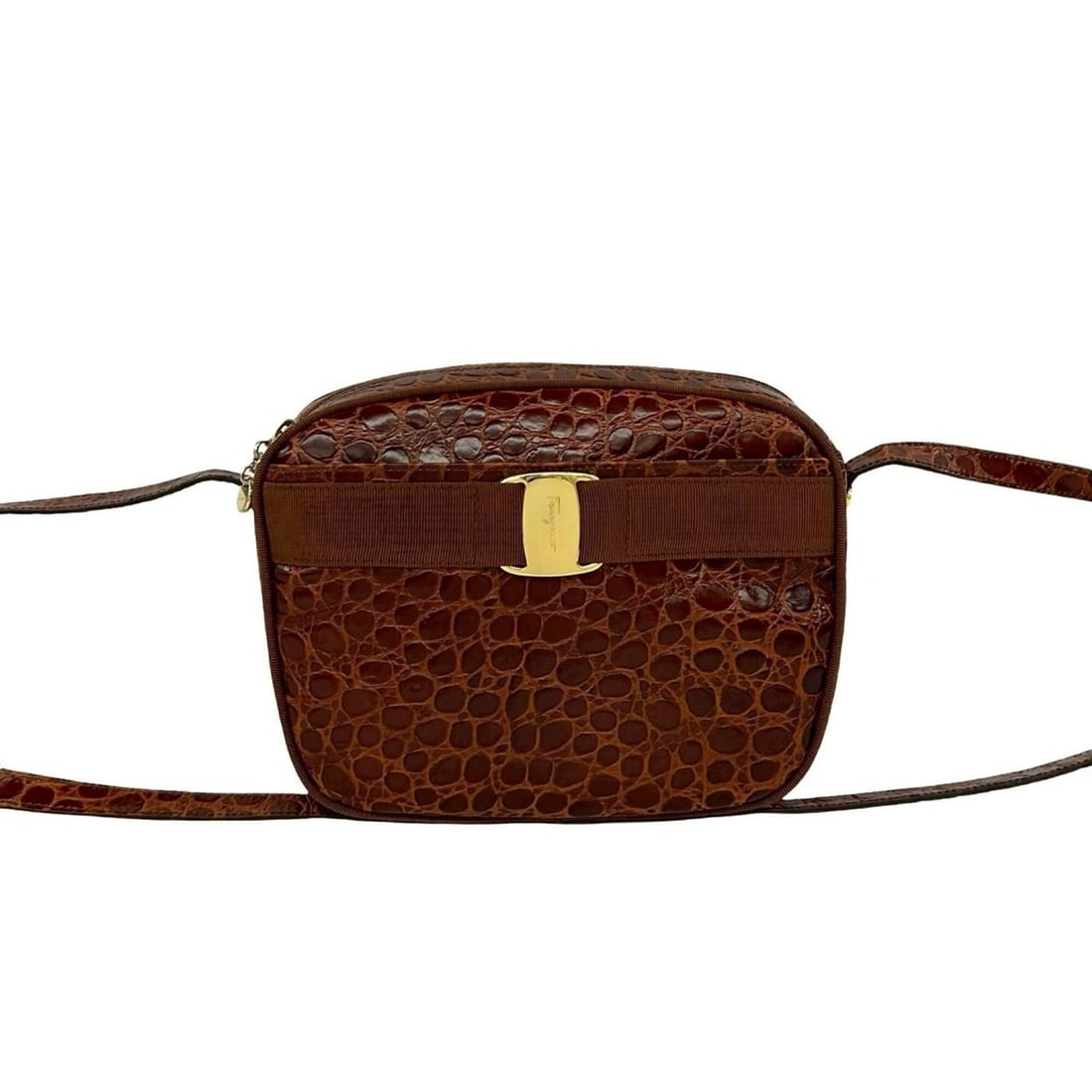 Salvatore Ferragamo Vara Ribbon Leather Shoulder Bag/Pochette, Brown, 94307: --- Catalog ---Category: SizeSize (HxWxD): 17.5cm x 24cm x 8cm / 6.88'' x 9.44'' x 3.14''Category: DesignType: Pochette, Shoulder bagColor: BrownGender: WomenMaterial: Leather Category: GeneralBrand: 