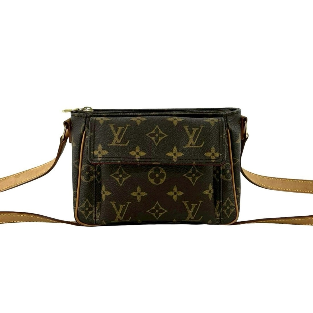 LOUIS VUITTON Vintage Vivacite PM Monogram Leather Shoulder Bag/Pochette Brown 18090: --- Catalog ---Category: SizeSize (HxWxD): 14cm x 17.5cm x 9cm / 5.51'' x 6.88'' x 3.54''Category: DesignType: Pochette, Shoulder bagColor: BrownGender: WomenMaterial: PVC , Leather Category: GeneralB