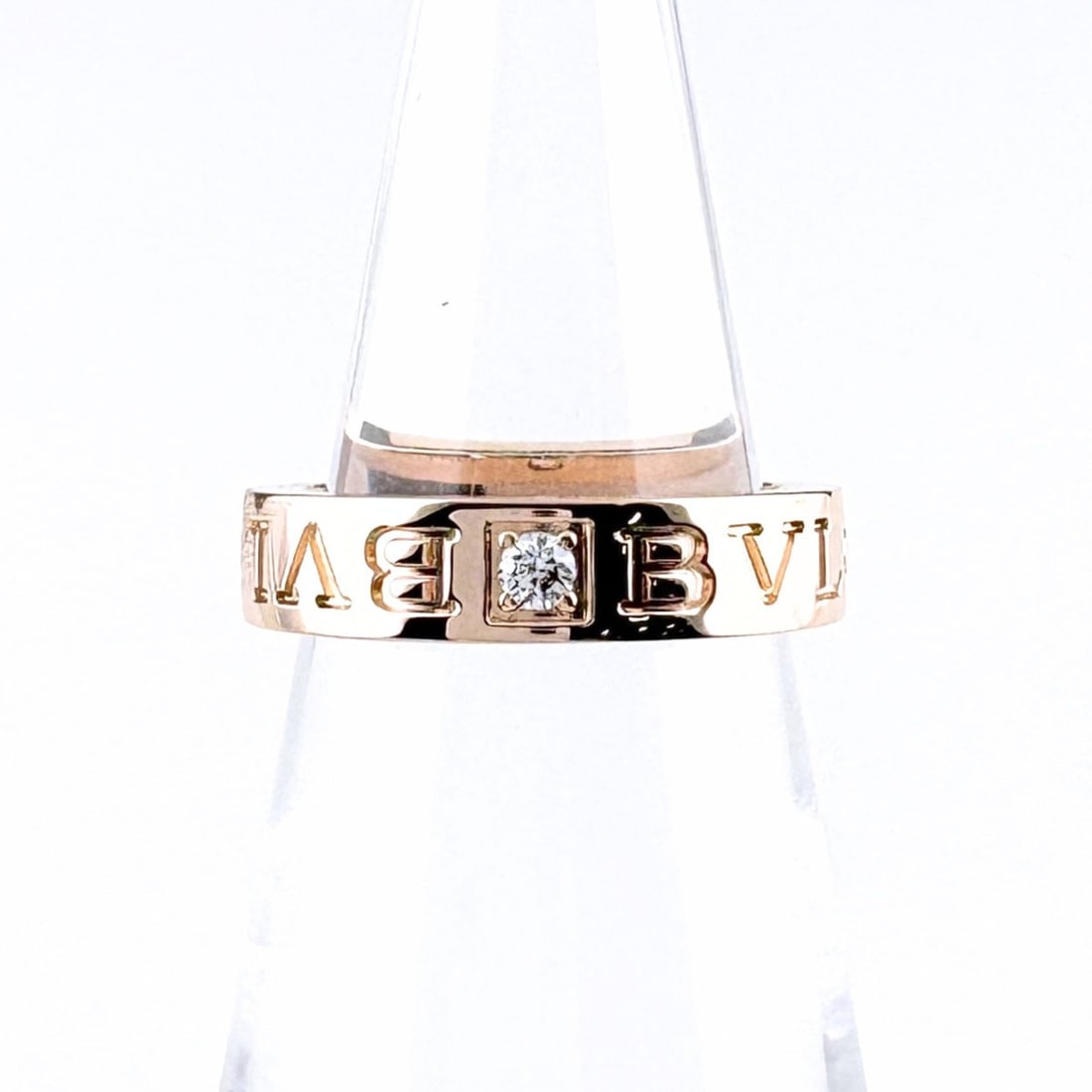 BVLGARI Double Logo Ring PG Pink Gold with Small Diamonds 750 Diamond Women's: --- Catalog ---Category: SizeJP Size: 7US Size: 4Category: DesignType: Band ringGender: WomenMaterial: Pink gold (18K)Category: GeneralBrand: Bvlgari--- Item List ---Section: ConditionRanking: Rank AB
