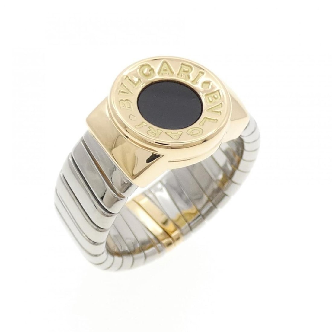 Bvlgari Ring: --- Catalog ---Category: SizeJP Size: 20US Size: 10Category: DesignType: Band ringGender: Women,MenMaterial: Stainless steel, Yellow gold (18K)Category: GeneralBrand: Bvlgari--- Item List ---Section: 