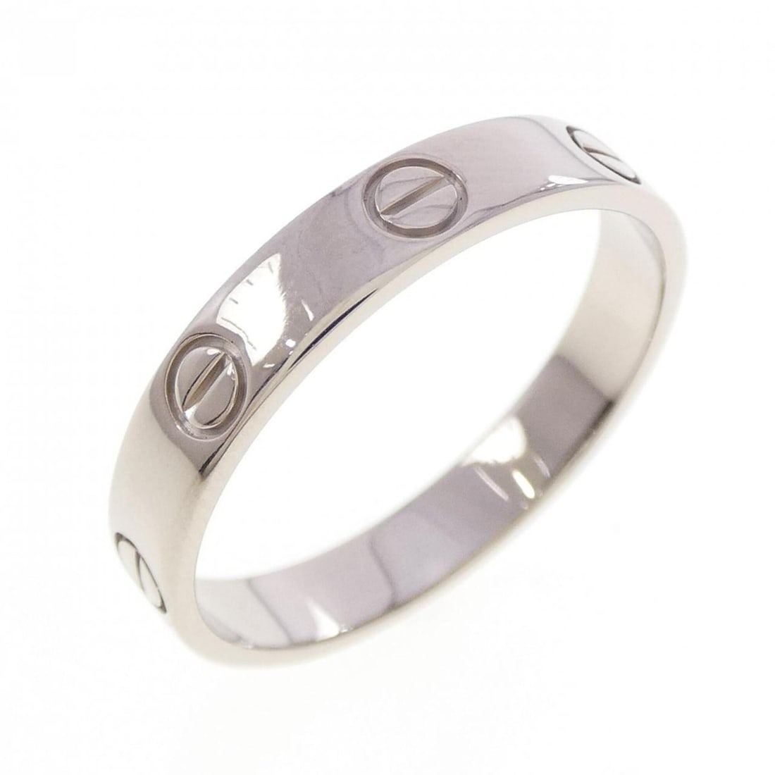 Cartier Mini Love Ring: --- Catalog ---Category: SizeWidth: 3.5mm / 0.14''Weight: 3.6g / 0.12oz.JP Size: 18US Size: 9Category: DesignType: Band ringGender: MenMaterial: White gold (18K)Category: GeneralLine: LoveBrand: Carti