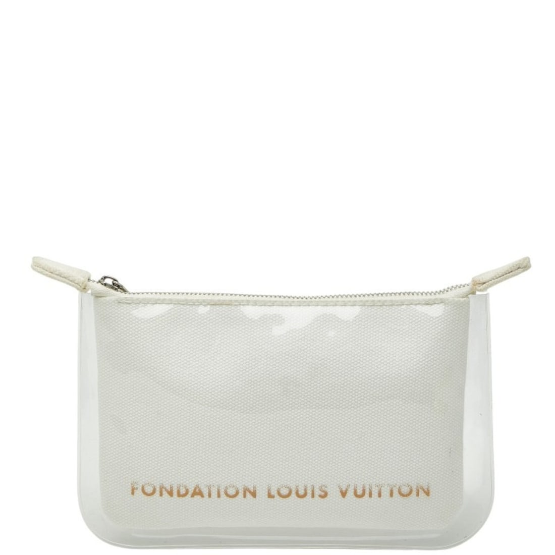 Louis Vuitton Fondation LOUIS VUITTON Handbag Pouch Cosmetic Small Item Case White Cotton Women's (1 of 8)