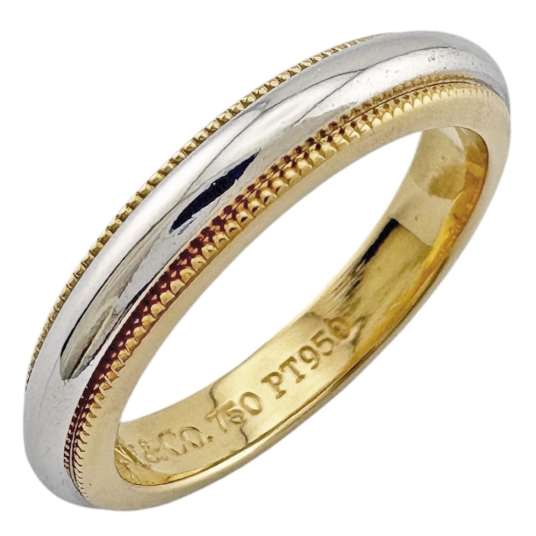 Tiffany & Co. Milgrain Ring, 18K Gold, Women's Ring.: --- Catalog ---Category: PackNumber in Pack: 1Category: SizeWidth: 3mm / 0.12''Weight: 4.9g / 0.17oz.JP Size: 8US Size: 4.5Category: DesignType: Band ringColor: YellowGender: WomenHandmade: YesMateria