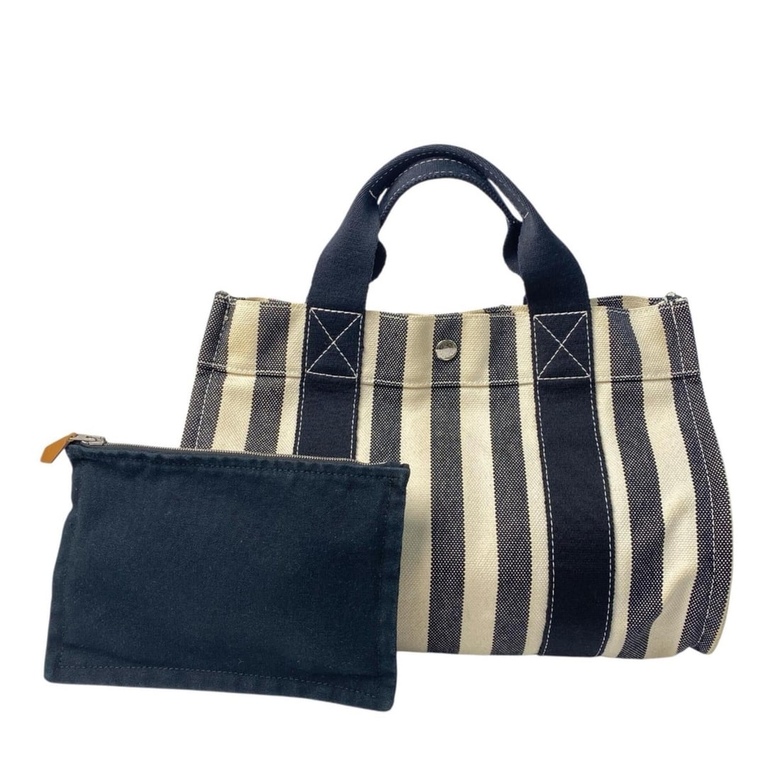 Hermes Cannes PM Canvas Tote Bag with Pouch for Women: --- Catalog ---Category: SizeSize (HxWxD): 25cm x 34cm x 17cm / 9.84'' x 13.38'' x 6.69''Category: DesignType: Pouch, Tote bagColor: Black, WhiteGender: WomenMaterial: Canvas Category: GeneralBrand: H