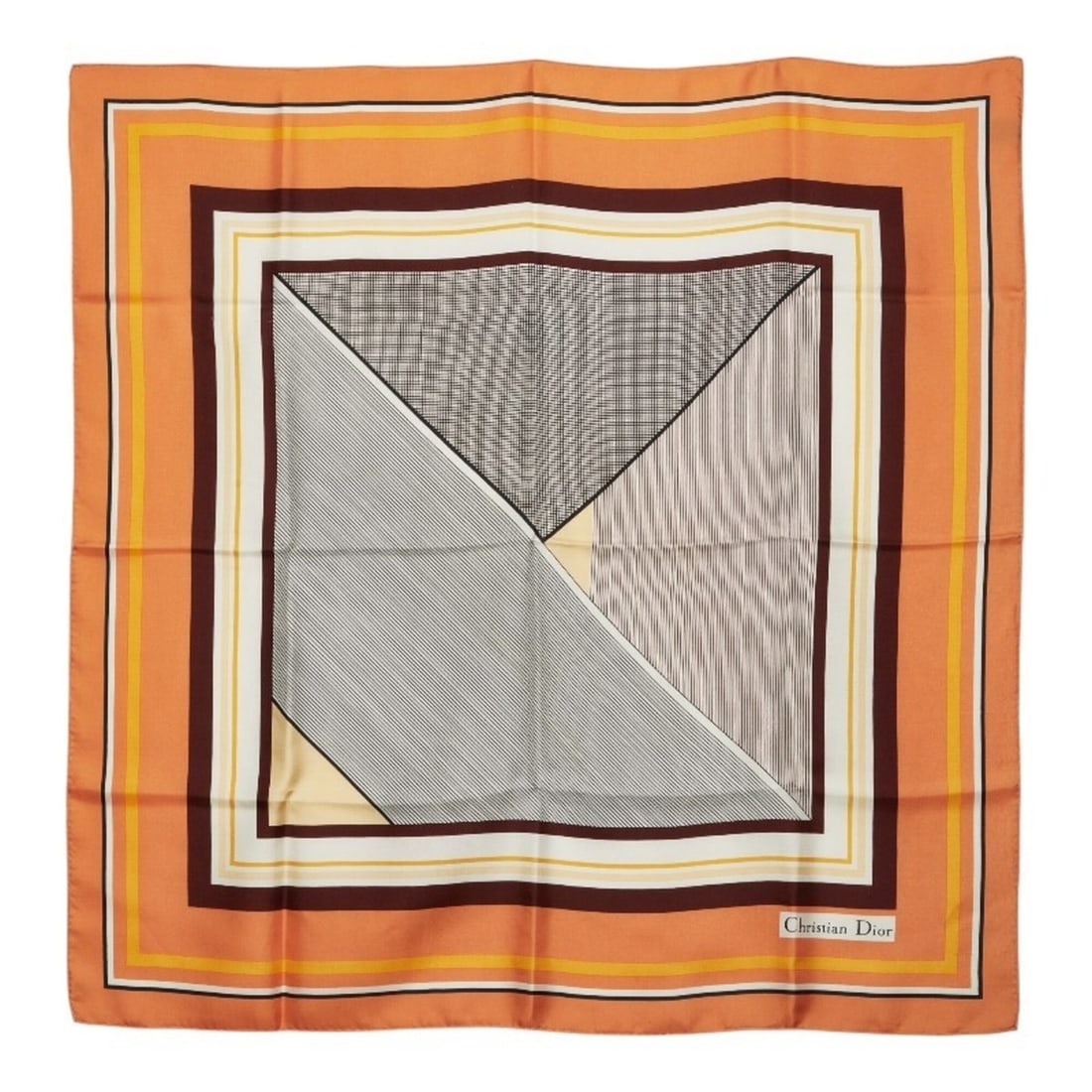 Christian Dior Dior Logo Scarf Muffler Orange Brown Yellow Silk Women's: --- Catalog ---Category: SizeSize (LxW): 79cm x 79cm / 31.1'' x 31.1''Category: DesignType: ScarfColor: Brown, Orange, YellowGender: WomenMaterial: Silk Category: GeneralBrand: Christian Dior--- Item 
