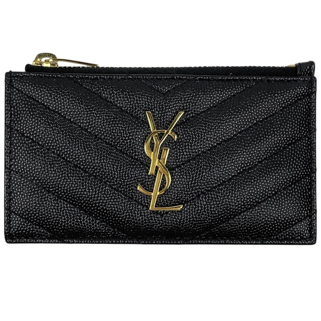 Saint Laurent Monogram Fragment Zip Card Holder/Card Case, Leather, Black, 607915, Women's: --- Catalog ---Category: DesignType: Business card caseColor: BlackGender: WomenClosure: ZipperMaterial: Leather Category: GeneralBrand: Saint LaurentCategory: Physical PropertiesSize (HxWxD): 8cm x 1