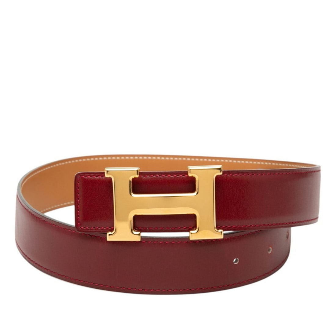 Hermes Constance H-belt, reversible belt, size 65, red/beige, box calf leather, women's.: --- Catalog ---Category: SizeLength: 62cm - 67cm / 24.4'' - 26.37''Category: DesignType: Standard beltColor: Beige, Red colorGender: WomenLeather/Fur Type: Box calf leatherMaterial (Strap): Leather Ca