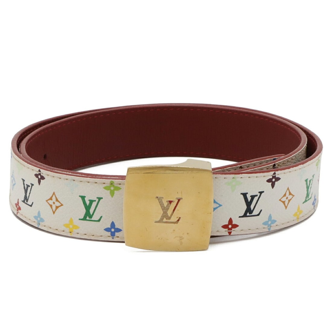 LOUIS VUITTON Louis Vuitton Monogram Multicolor Ceinture Carrée Belt Leather Blanc White #85 M9682V: --- Catalog ---Category: SizeLength: 79.5cm - 89.5cm / 31.29'' - 35.23''Category: DesignType: Standard beltColor: WhiteGender: Women,MenMaterial (Strap): Monogram , Canvas , Leather Category: GeneralB