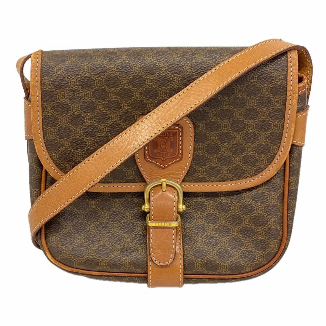 Celine Macadam Shoulder Bag, Brown, Women's: --- Catalog ---Category: SizeSize (HxWxD): 18.5cm x 20cm x 7.5cm / 7.28'' x 7.87'' x 2.95''Category: DesignType: Shoulder bagColor: BrownGender: WomenHardware Color: GoldCategory: GeneralBrand: Celine