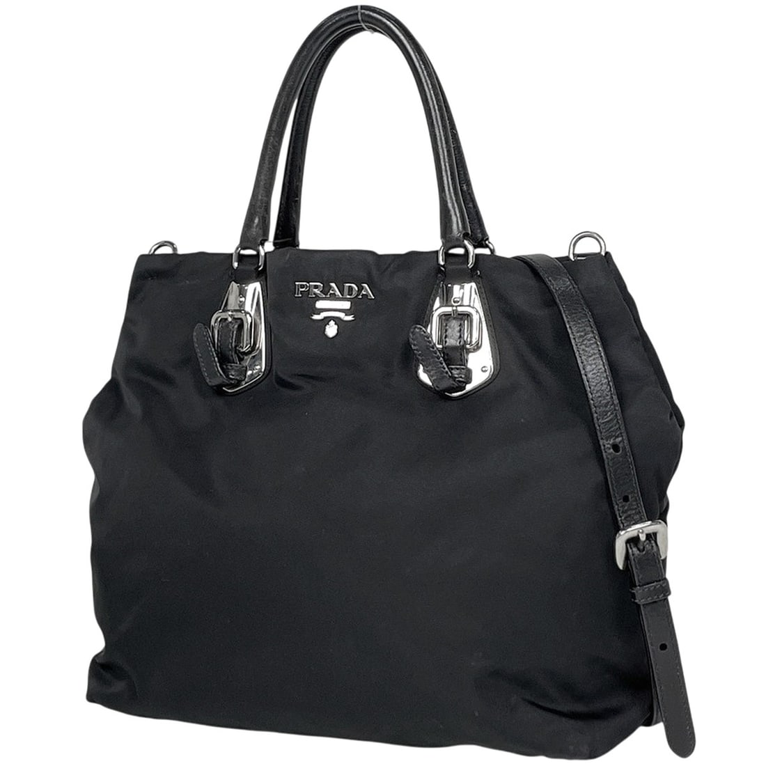 Prada PRADA Logo Handbag 2-Way Nylon Nero (Black) Women's: --- Catalog ---Category: SizeSize (HxWxD): 26cm x 28cm x 12cm / 10.23'' x 11.02'' x 4.72''Category: DesignType: HandbagColor: BlackGender: WomenClosure: Snap fastenerMaterial: Nylon , Leather Inner Po