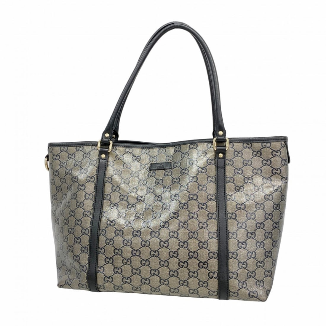 Gucci GG Crystal Tote Bag 197953 Coated Canvas Black Gold Champagne Women's P2779371: --- Catalog ---Category: SizeSize (HxWxD): 26cm x 34cm x 15cm / 10.23'' x 13.38'' x 5.9''Category: DesignType: Tote bagColor: Black, GoldGender: WomenMaterial: Coated canvas Hardware Color: Champagne 
