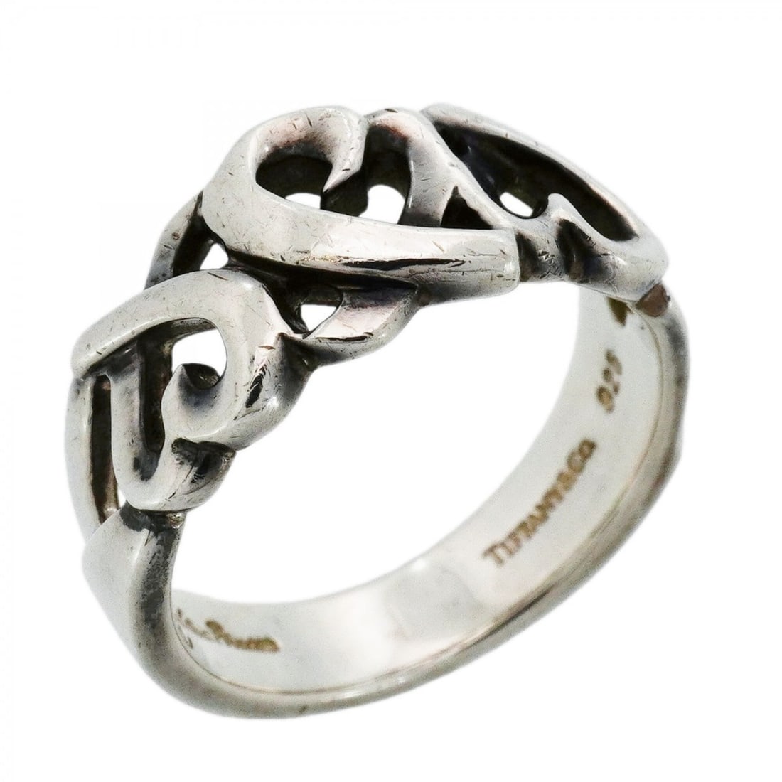 Tiffany & Co. Triple Loving Heart Ring, Sterling Silver 925, Size 14.5 (Women's): --- Catalog ---Category: SizeJP Size: 14.5US Size: 7Category: DesignType: Band ringGender: WomenMaterial: Silver 925Category: GeneralBrand: Tiffany--- Item List ---Section: ConditionRanking: Rank AB U